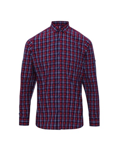 P-PR256-'SIDEHILL' CHECK - MEN'S LONG SLEEVE COTTON SHIRT